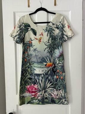 H&M Tropical Print Short Sleeve Dress Size 8